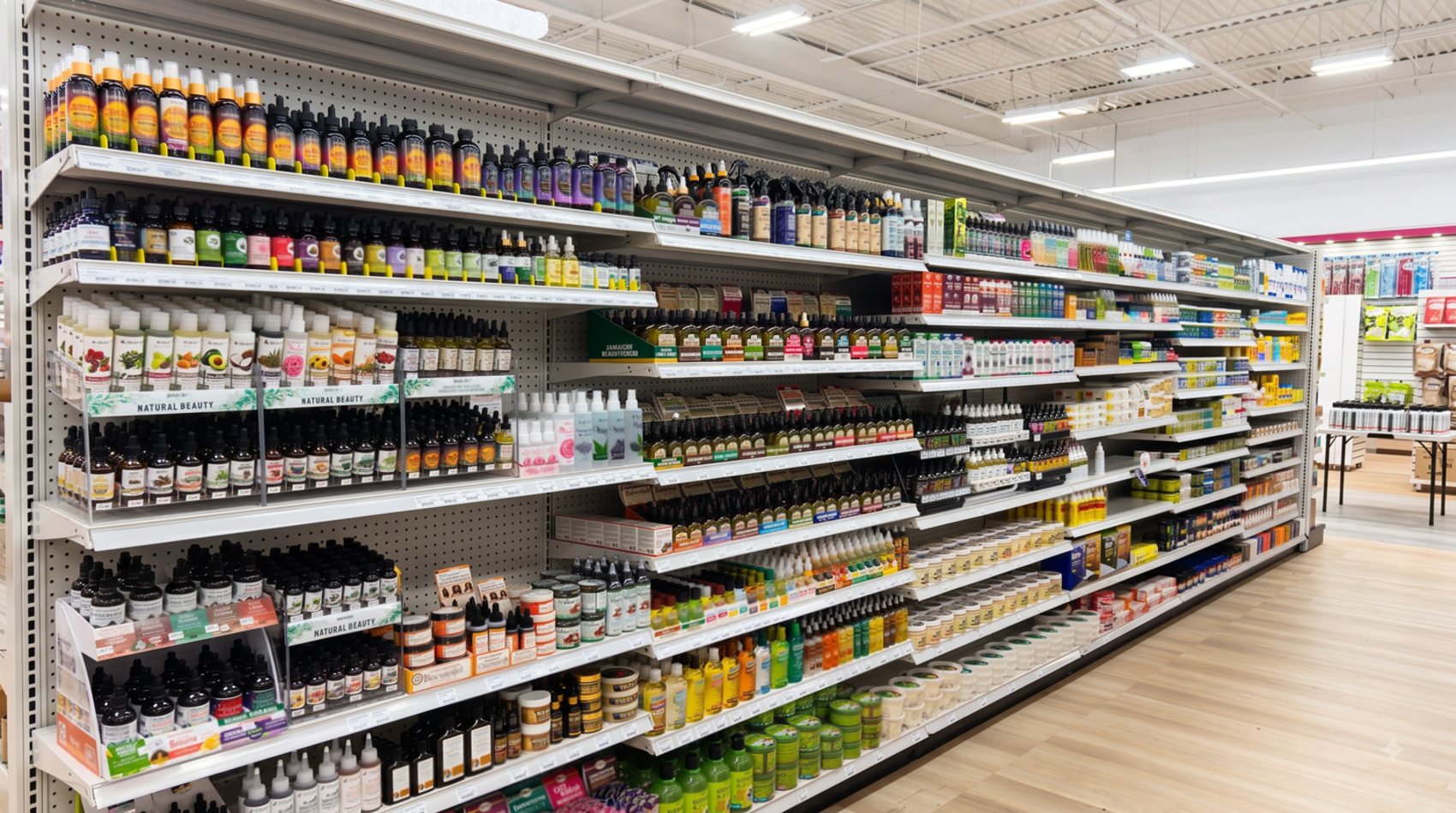 Beauty supply hair and scalp oil aisle