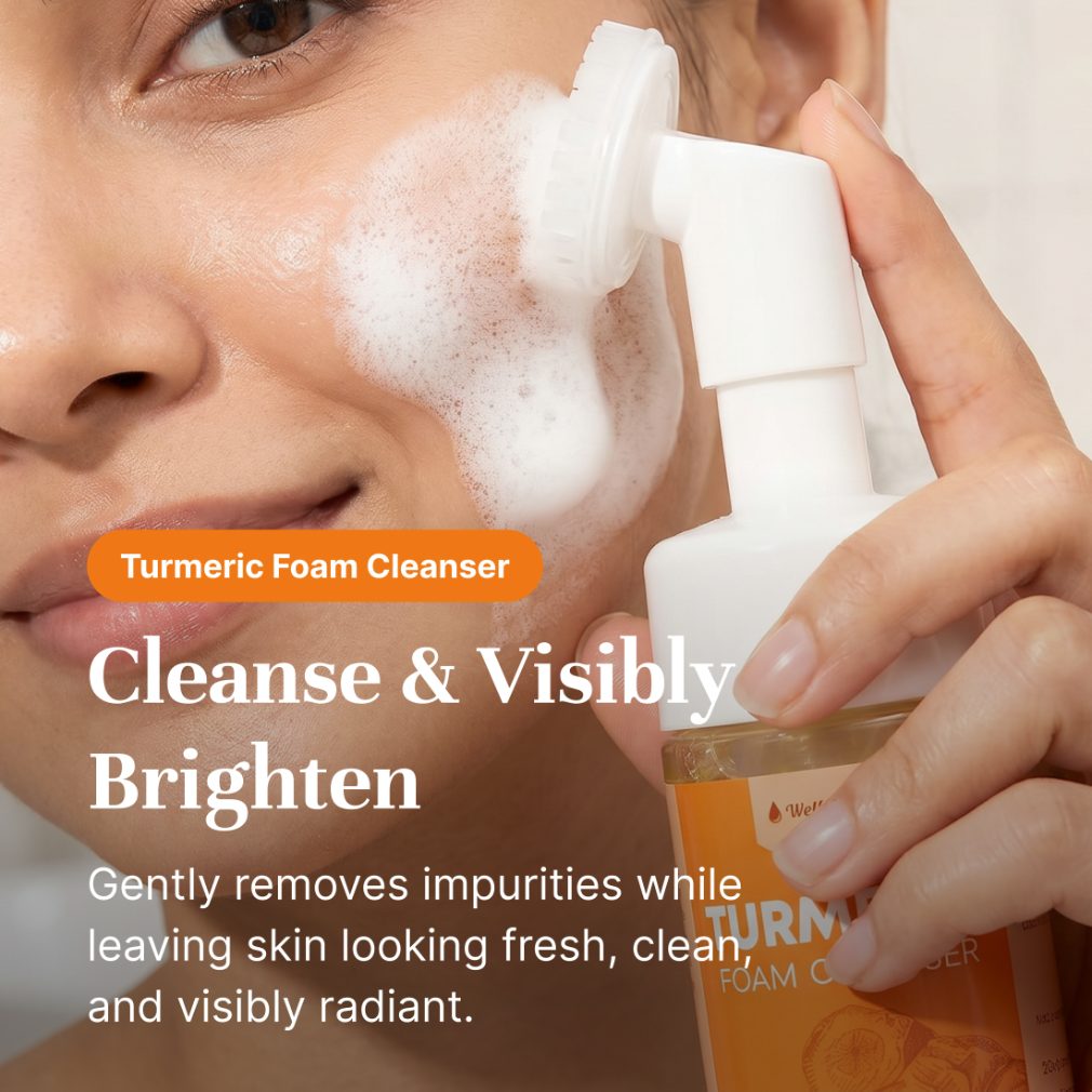 Turmeric Foam Cleanser in use